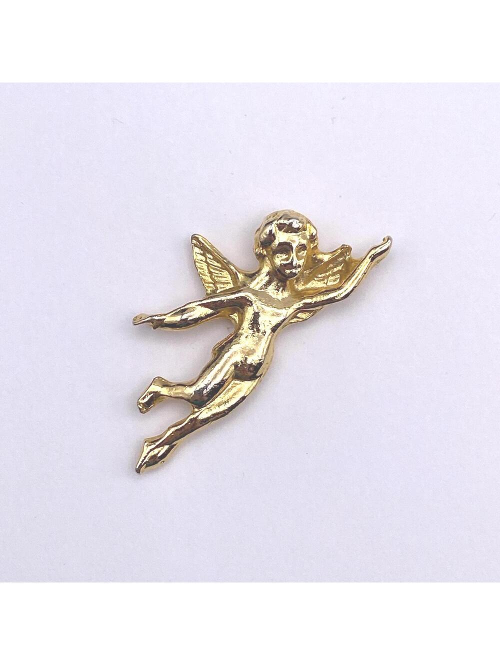 Vintage Gold Tone Guardian Angel Cherub Pin Brooch.